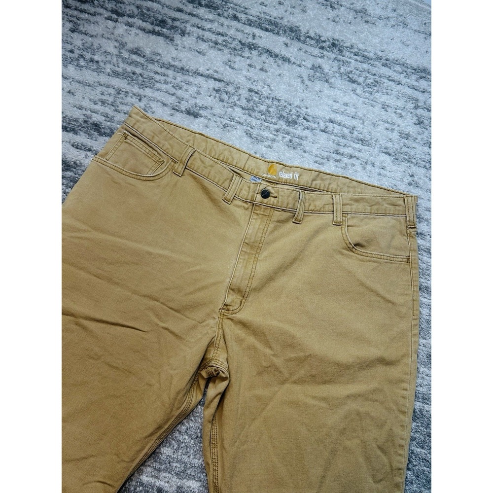 Carhartt Men's Relaxed Fit Mens 46x30 Rugged Flex Tan Brown Canvas Work Pants - Picture 3 of 11